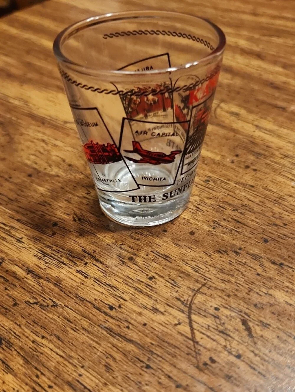 Kansas Sunflower State Souvenir Shot Glass - Red & Black